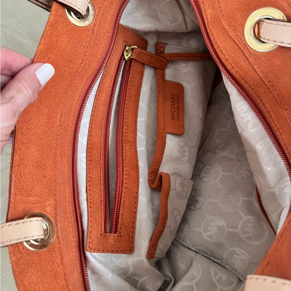 50% OFF!
Michael Kors Burnt Orange Suede Tote with Pale Pink Straps - Picture 4 of 7